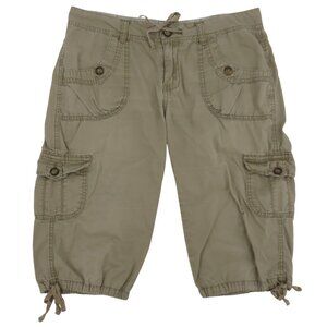 UnionBay Juniors 11 Cotton Khaki Tan Cargo Shorts Button Pockets Drawstring Y2K